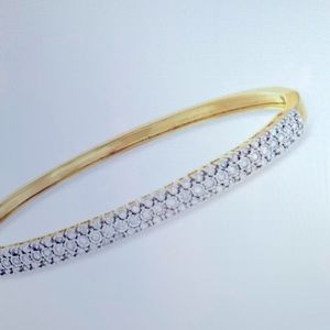 Ross + Simmons .75 Ct tw Diam. Bangle -18kt over sterling- 7”